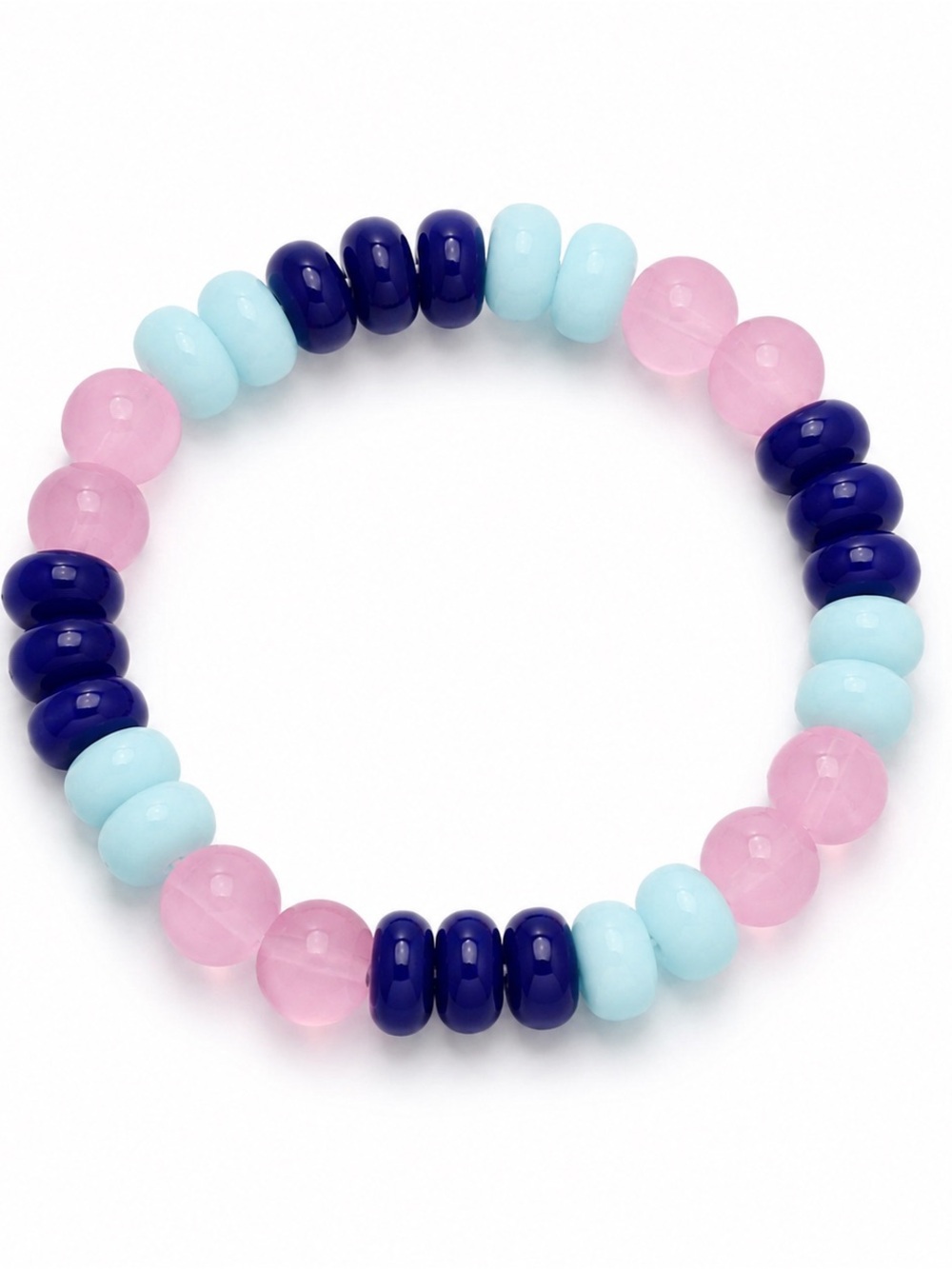 Handmade Women’s Multicolor Gemstone Stretch Bracelet Pink Blue Navy